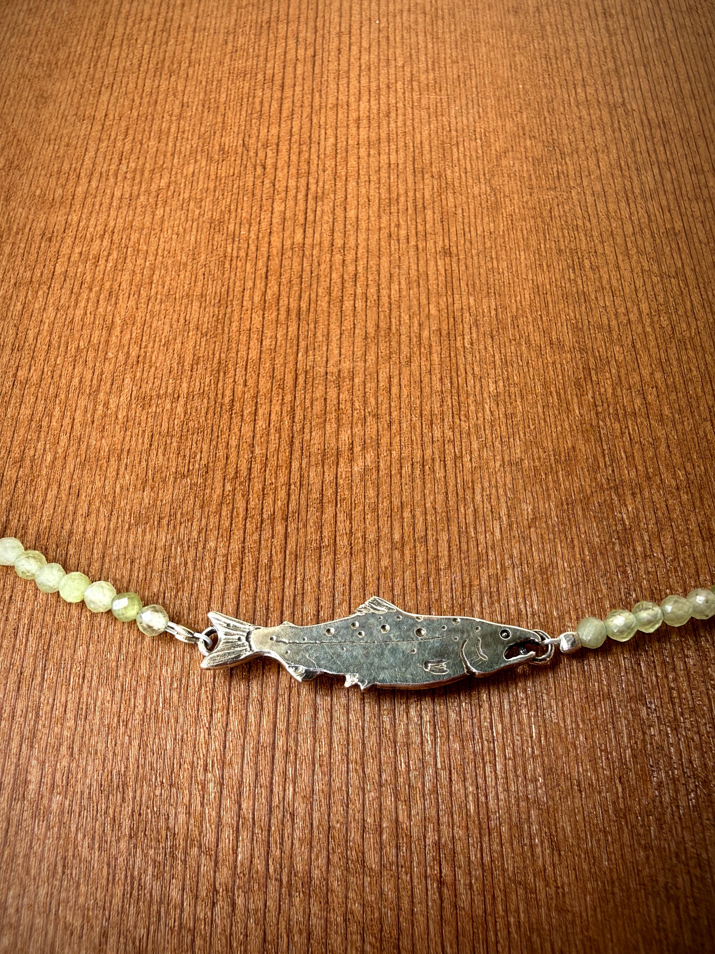 Salmon Necklace in Sterling Silver with Turquoise Beads