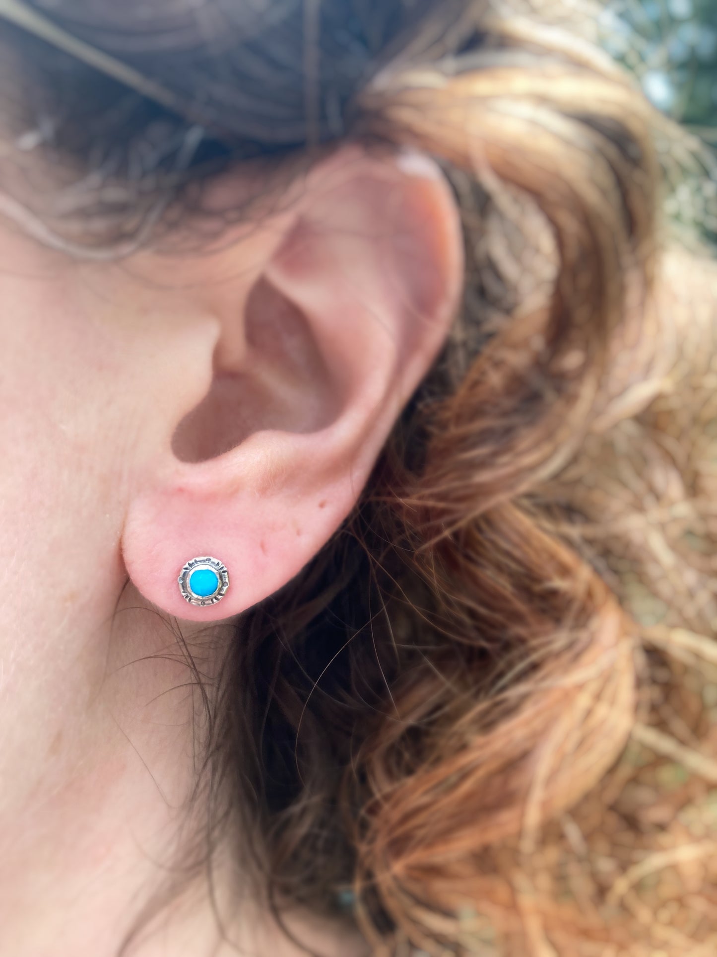 Turquoise Stud Earrings in Sterling Silver