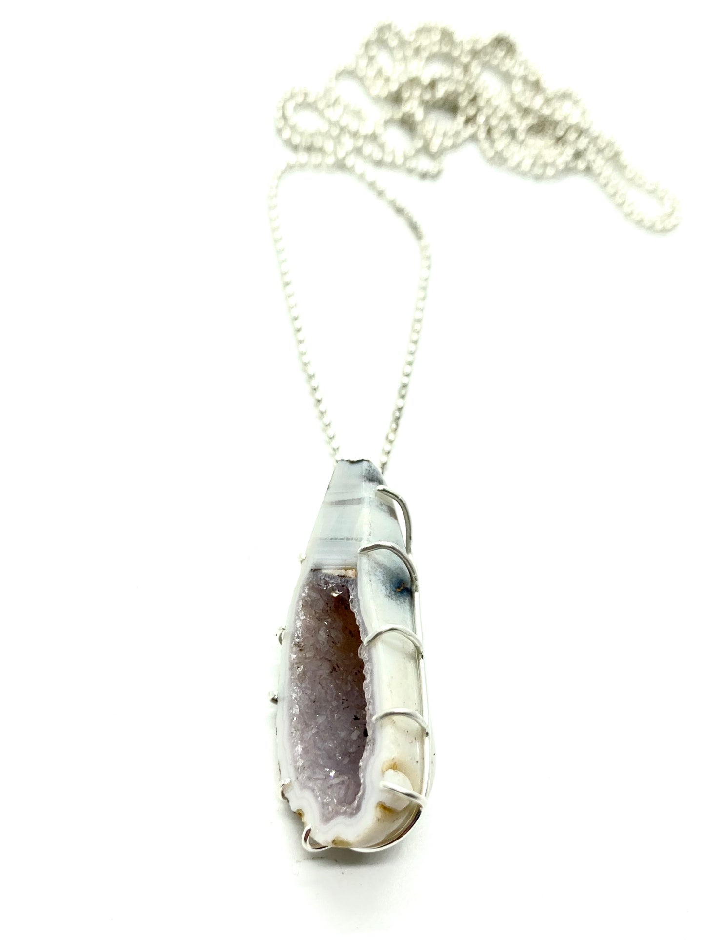 Geode Necklace in Sterling Silver