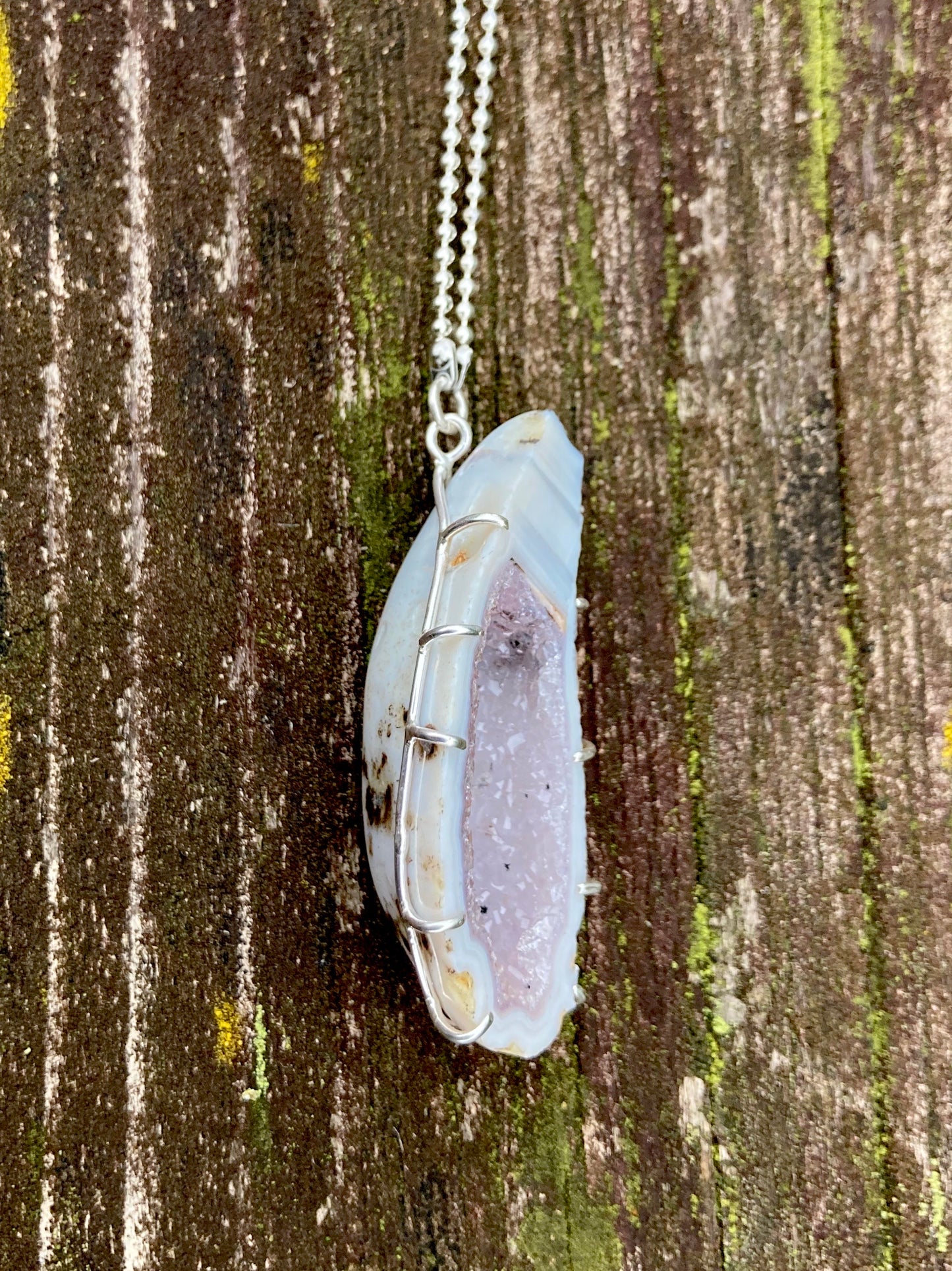Geode Necklace in Sterling Silver