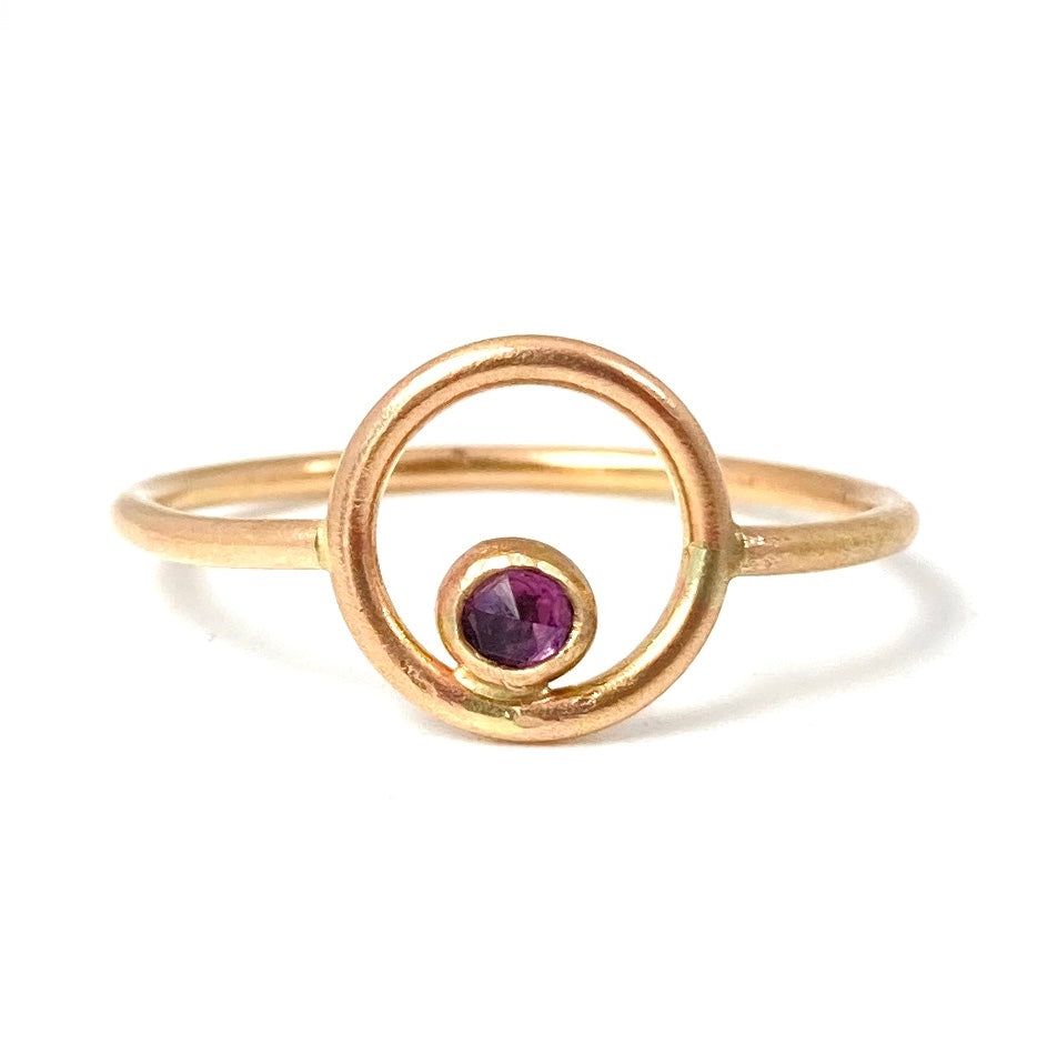 14K Gold Orbit Ring with Your Choice of Gemstone