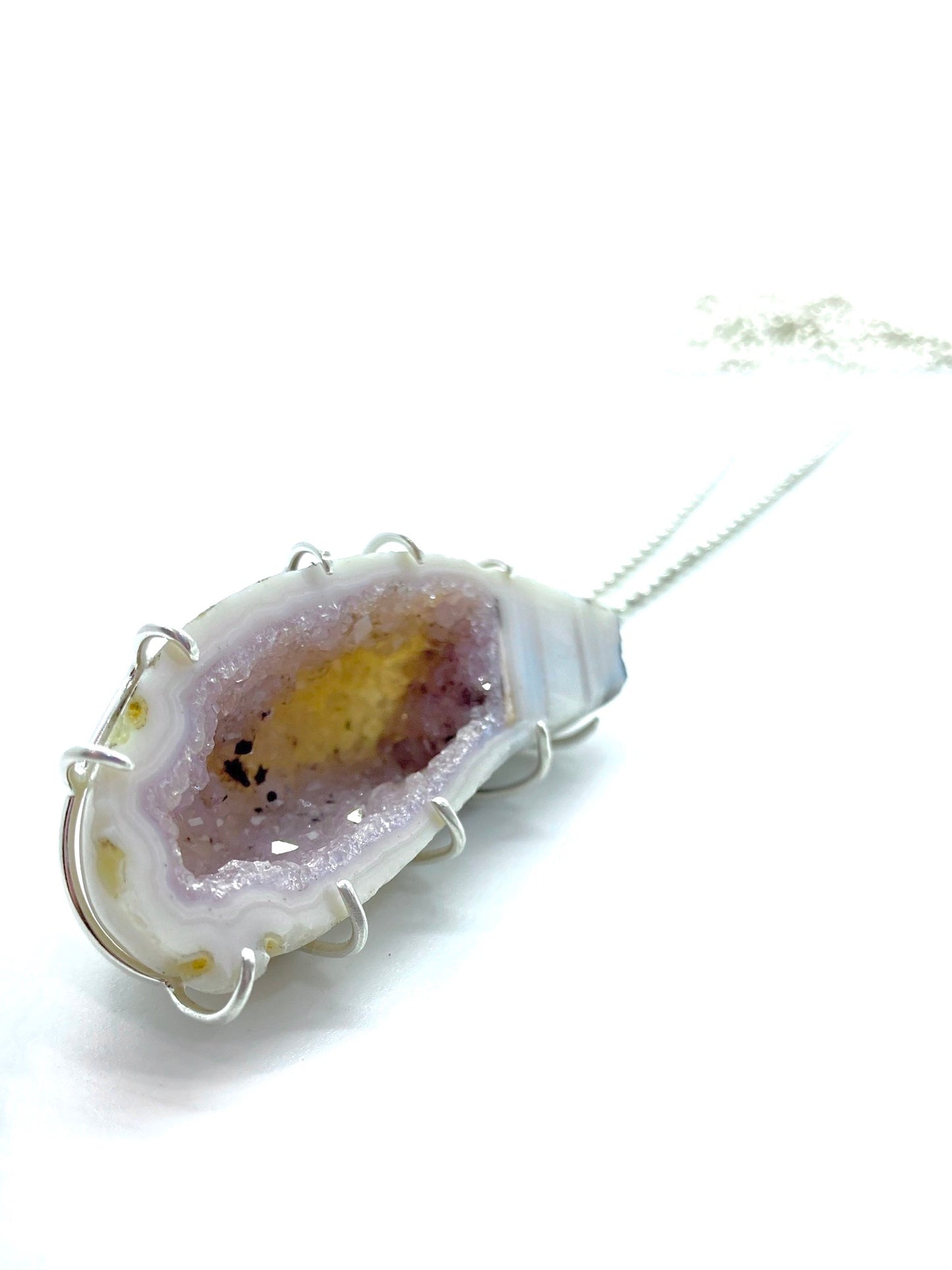 Geode Necklace in Sterling Silver