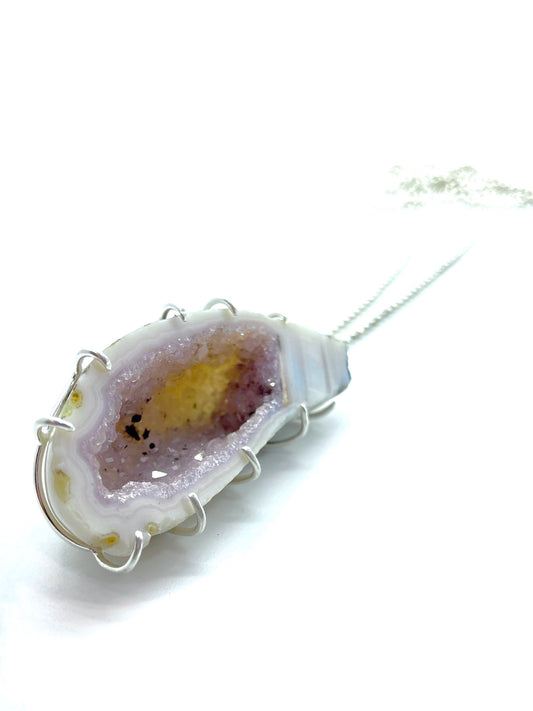 Geode Necklace in Sterling Silver