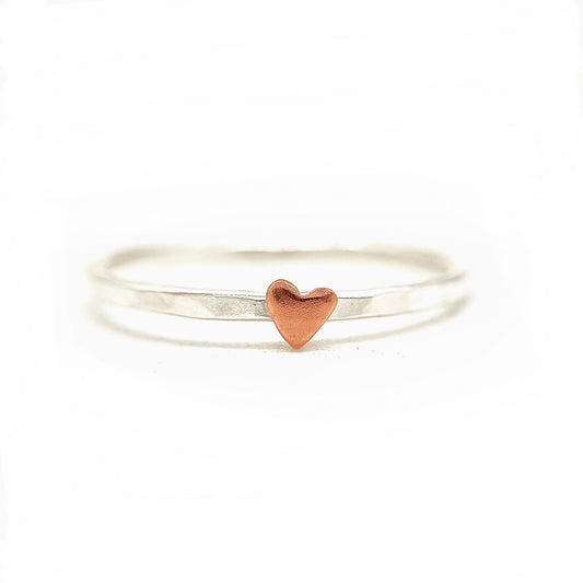 Copper Heart Stacking Ring in Sterling Silver