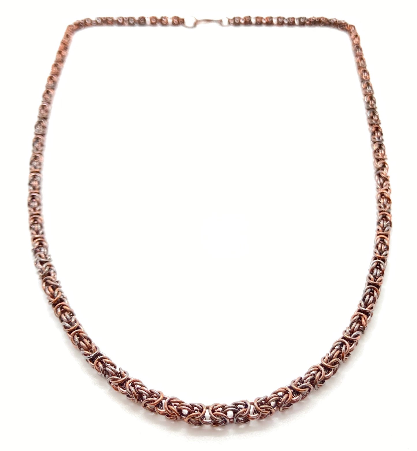 Delicate Byzantine Chainmaille Necklace in Oxidized Copper