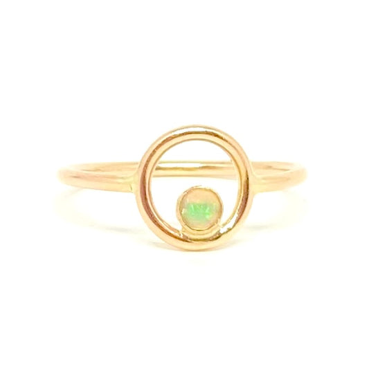 14K Gold Orbit Ring with Your Choice of Gemstone