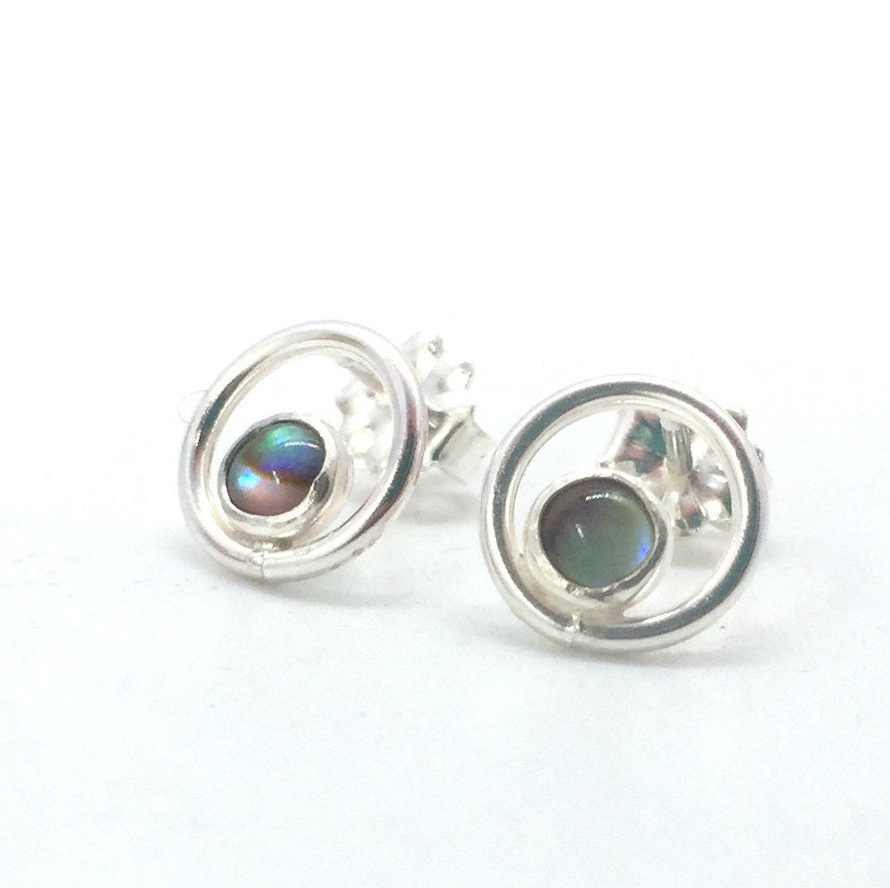 Sterling Silver Orbit Studs with Your Choice of Gemstone