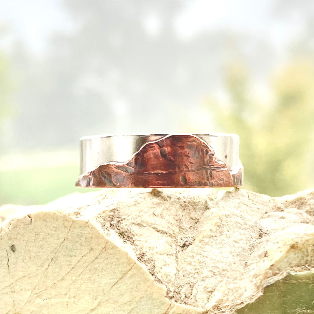 Thunder Mountain Ring in Sterling Silver and Copper, size 10.5