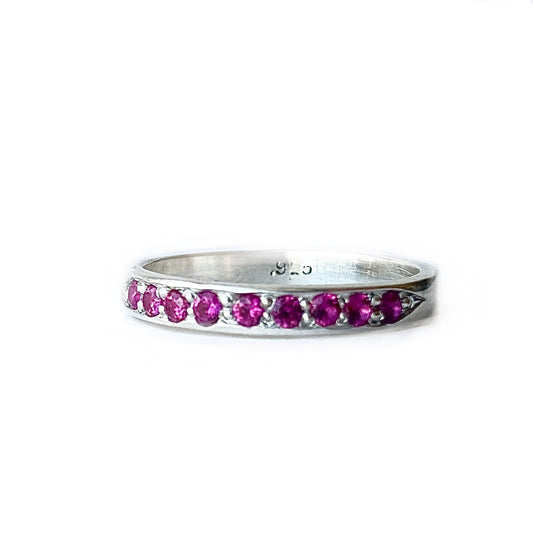 Ruby Bead Set Ring in Sterling Silver