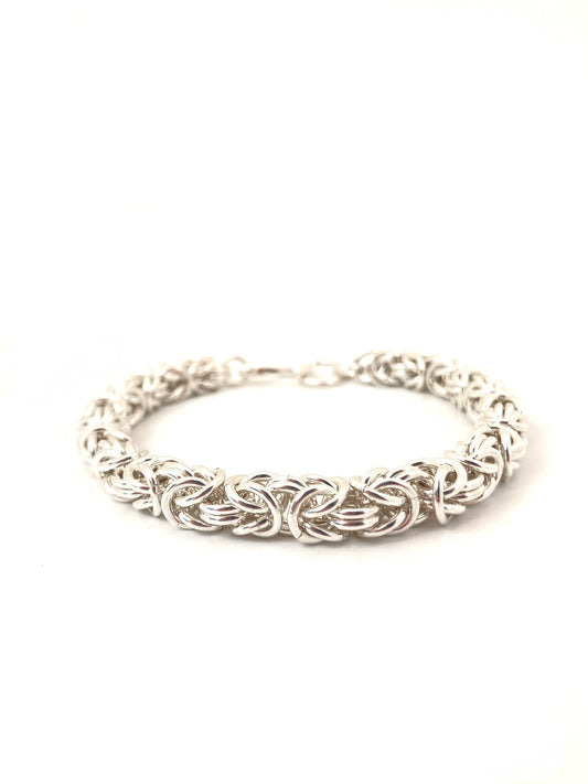 Chunky Byzantine Chainmaille Bracelet in Silver