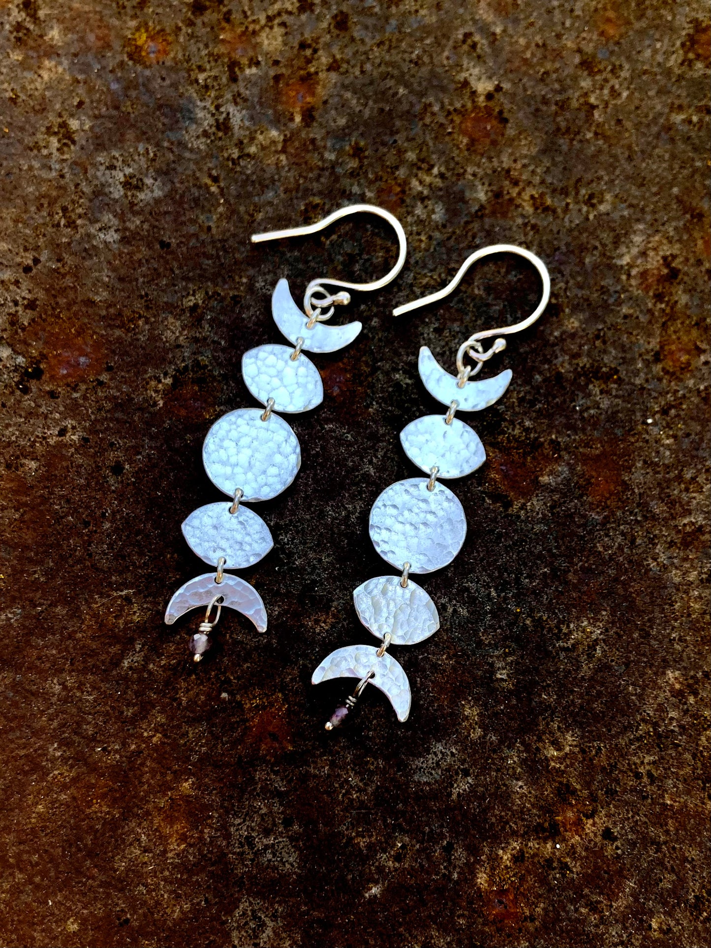 Moon Phase Earrings in Sterling Silver