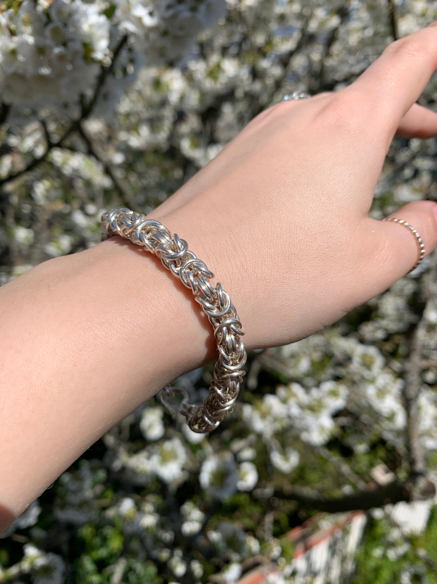 Chunky Byzantine Chainmaille Bracelet in Silver